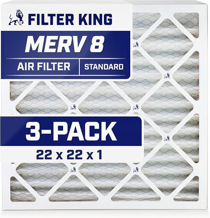 Filter King 22x22x1 Air Filter | 3-PACK | MERV 8 HVAC Pleated A/C Furnace by FilterKing