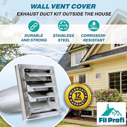 Wall Vent Cover with Metal Mesh Screen, Exterior Hood Vent - Image 3