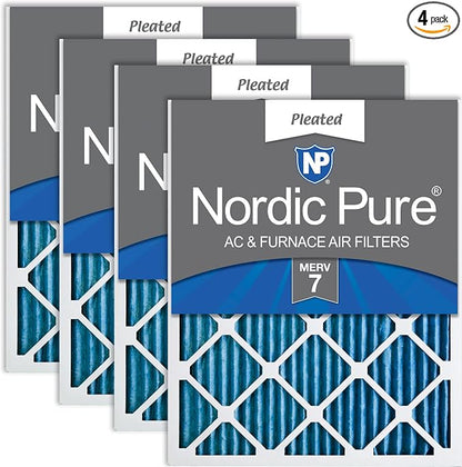 Nordic Pure 20x30x1 Pleated MERV 7 Air Filters 4 Pack by NordicPure