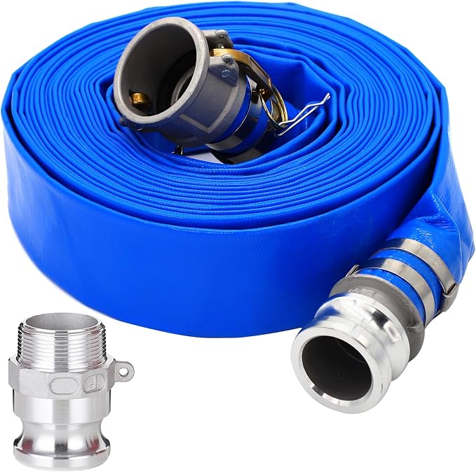 DAVCO 1-1/2" ID × 100 ft PVC Lay Flat Discharge Hose, Heavy Duty Reinforced by DAVCO