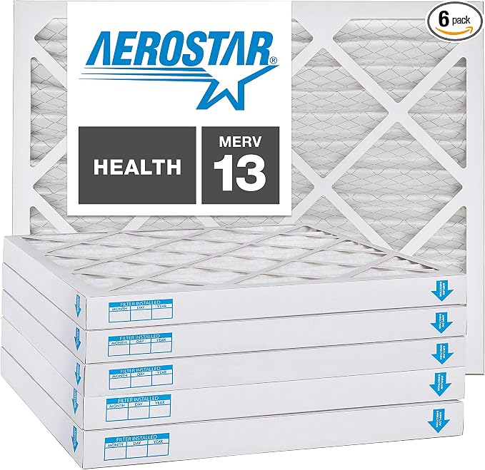 Aerostar 14x14x2 MERV 13, Pleated Air Filter, Box of 6, Made in the USA by AirFiltersDelivered