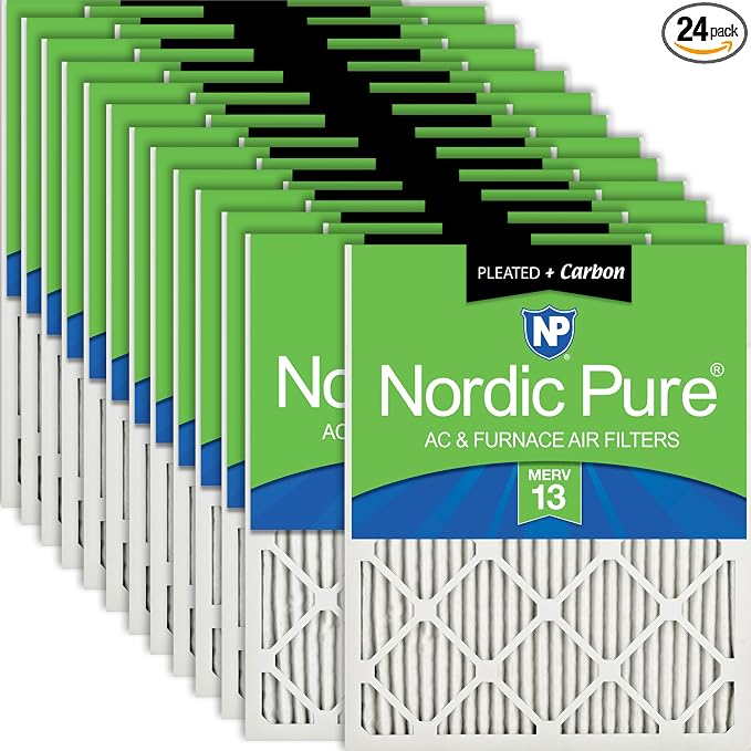 Nordic Pure 18x18x1 Pleated Air Filters MERV 13 Plus Carbon 24 Pack by NordicPure