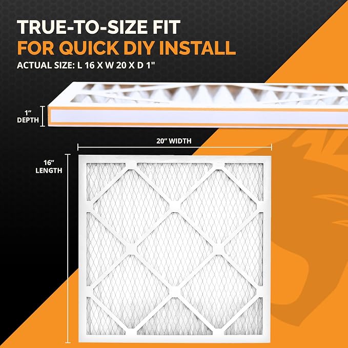 Tiger Tough 16x20x1 Air Filter MERV 8 MPR 600-800, High-Performance Pleated - Image 2