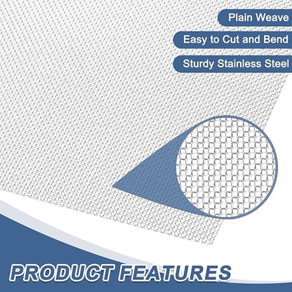uxcell 20 Mesh 48" x 16" Woven Wire Mesh, 304 Stainless Steel Air Vent Filter - Image 3
