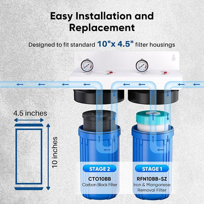 PUREPLUS 5 Micron 4.5"x 10" Whole House Water Filter Cartridge Combo Kit - Image 7