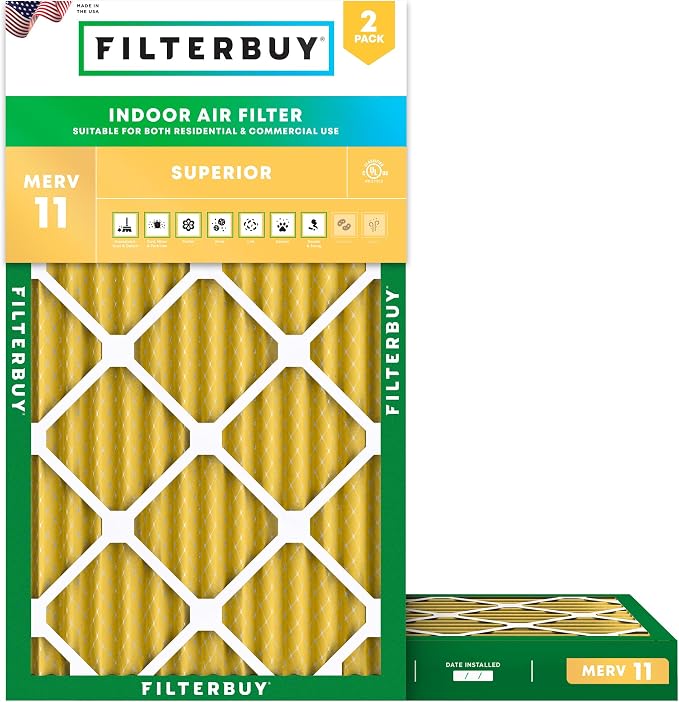 Filterbuy 12x20x2 Air Filter MERV 11 Superior Pet & Allergy Defense, by Filterbuy