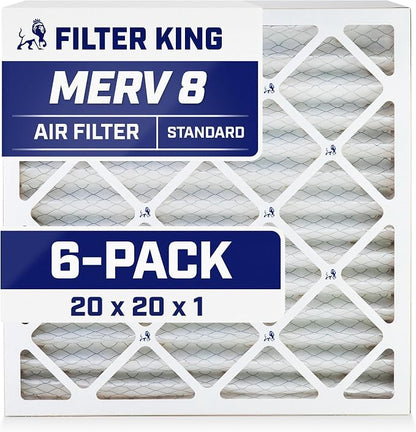 Filter King 20x20x1 Air Filter | 6-PACK | MERV 8 HVAC Pleated A/C Furnace by FilterKing
