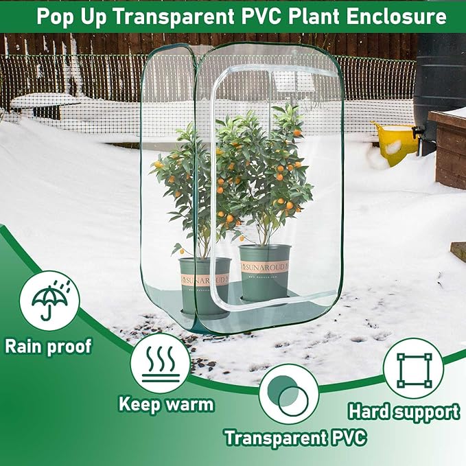 Plant Mini Greenhouse Pop up Frost Protection Enclosure PVC Clear Plant Covers - Image 4