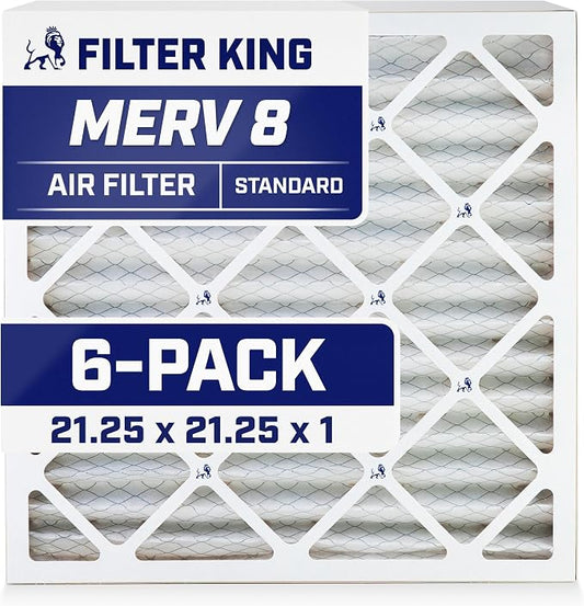 Filter King 21.25x21.25x1 Air Filter | 6-PACK | MERV 8 HVAC Pleated A/C Furnace by FilterKing