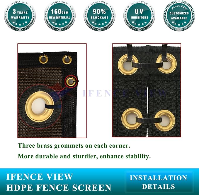 Ifenceview 6'x3' to 6'x50' Brown Shade Cloth/Fence Privacy Screen Fabric Mesh - Image 5