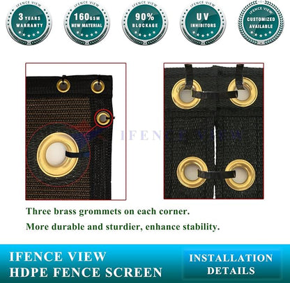 Ifenceview 6'x3' to 6'x50' Brown Shade Cloth/Fence Privacy Screen Fabric Mesh - Image 5