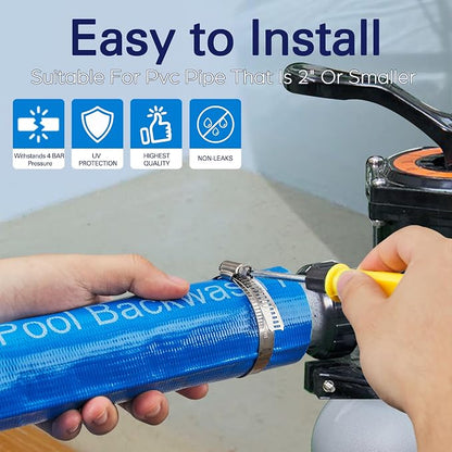 2" x 50FT Pool Backwash Hose, Heavy-Duty Pool Hose, Lay Flat Discharge Hose - Image 4
