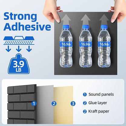 12 Pack Acoustic Panels with Self Adhesive, Soundproof Wall Panels, Brick Sound - Image 4