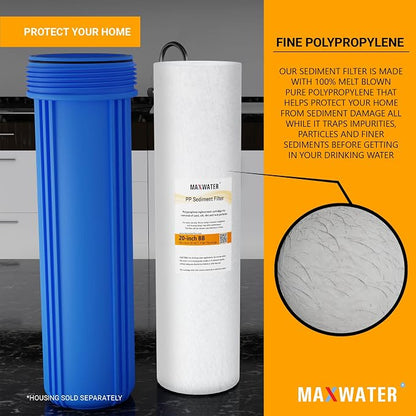 Max Water 20" x 4.5" 10 Micron Sediment Water Filter, Whole House Water Filter - Image 5