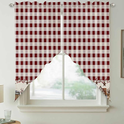 Swag Curtain Valances for Kitchen Windows, Farm Barn Western Star on Vintage - Image 7