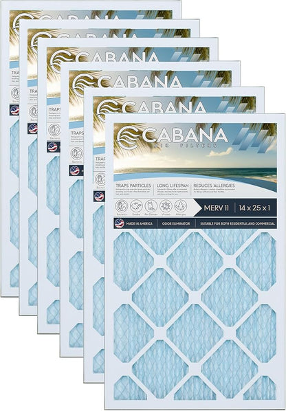 Cabana Filters 6-Pack 14x25x1 MERV 11 AC Furnace Air Filter by CabanaAirFilters