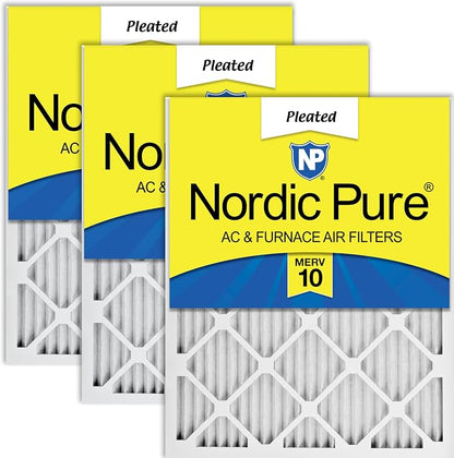 Nordic Pure 16x20x1 Pleated MERV 10 Air Filters 3 Pack by NordicPure