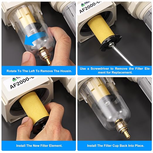 TAILONZ PNEUMATIC 1/4 Inch NPT 2 in 1 Air Filter Pressure Regulator Combo - Image 7