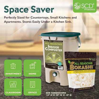 All Seasons Indoor Composter Starter Kit – 5 Gallon Tan Compost Bin - Image 4