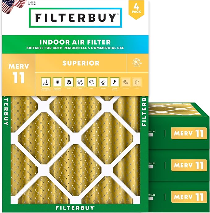Filterbuy 18x24x4 Air Filter MERV 11 Superior Pet & Allergy Defense, by Filterbuy