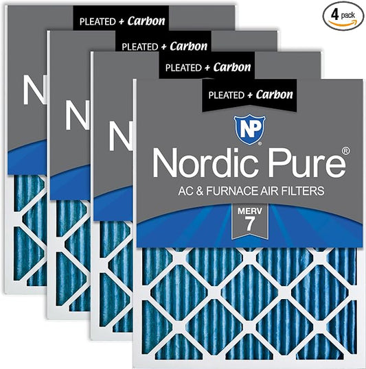 Nordic Pure 15x20x1 Pleated Air Filters MERV 7 Plus Carbon 4 Pack by NordicPure