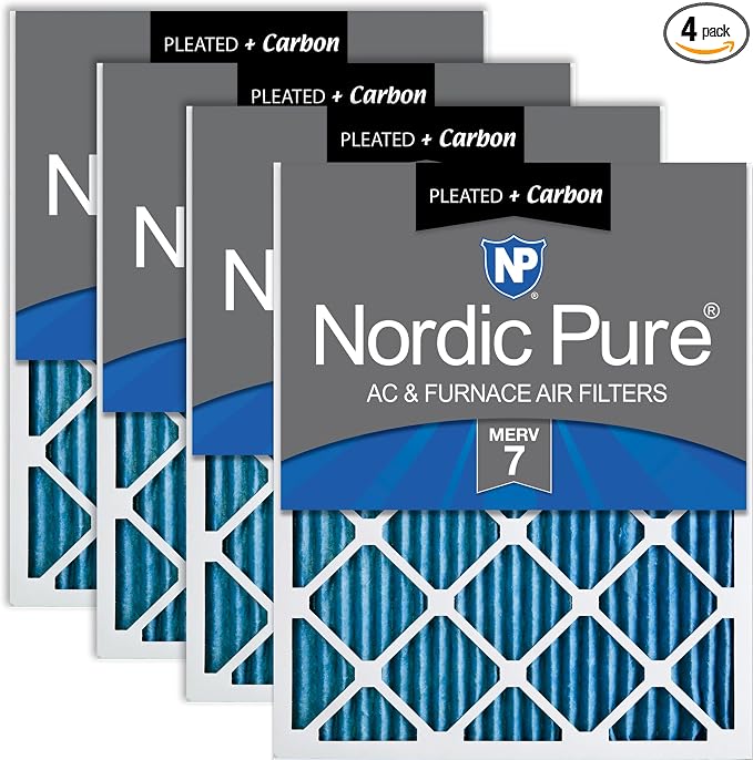 Nordic Pure 14x30x1 Pleated Air Filters MERV 7 Plus Carbon 4 Pack by NordicPure