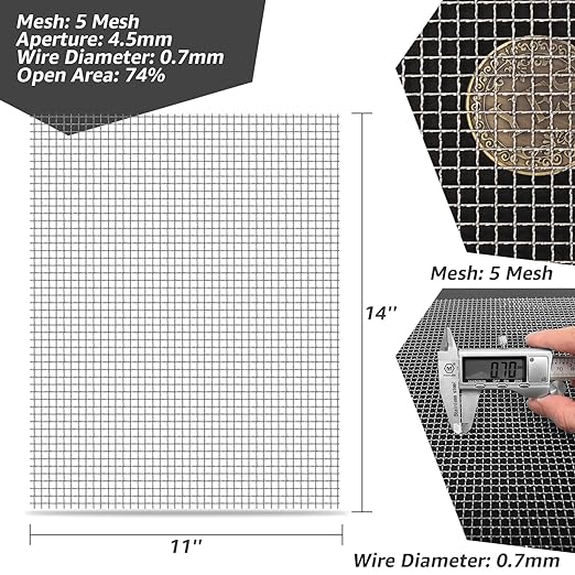 2 Pack 14"x11" Wire Mesh, 5 Mesh Crimped Stainless Steel Mesh, Never Rust - Image 2