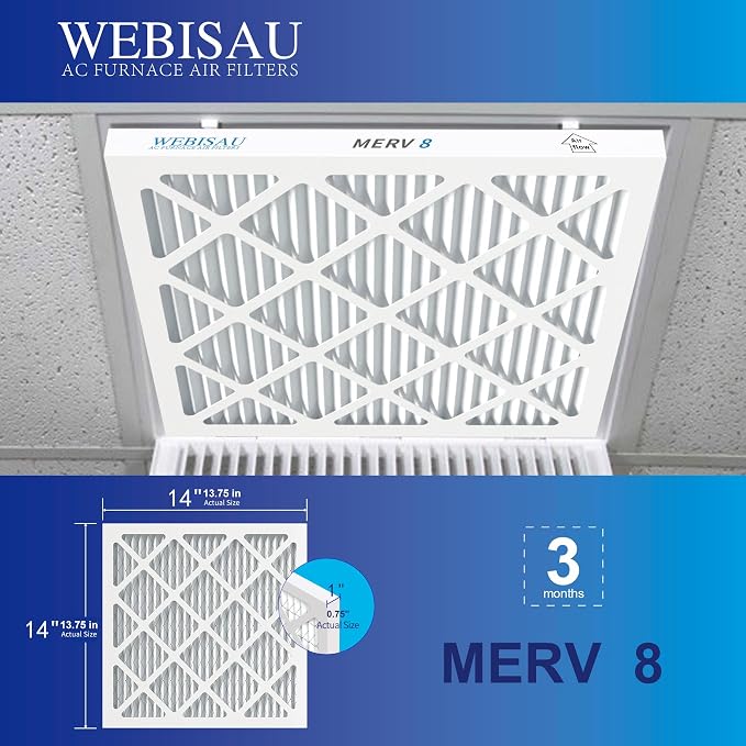 14x14x1 Air Filter MERV 8 MPR 600 6Pack Furnace Filters Pleated HVAC AC Furnace - Image 4