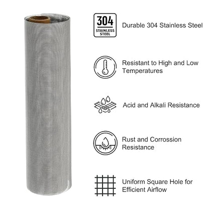 PATIKIL 40" L x 10" W Woven Wire Mesh, 50 Mesh 304 Stainless Steel Air Vent - Image 3