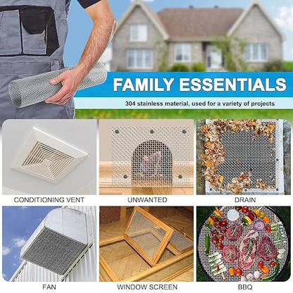Stainless Steel Mesh Screen 8Mesh 304, 15.7" x 147" Metal Mesh Screen, Rust - Image 5