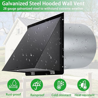 12 Inch Wall Vent Hood Exhaust Vent Cap Dryer Vent Cover, Exterior Hooded Wall - Image 4