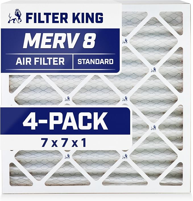 Filter King 7x7x1 Air Filter | 4-PACK | MERV 8 HVAC Pleated A/C Furnace Filters by FilterKing