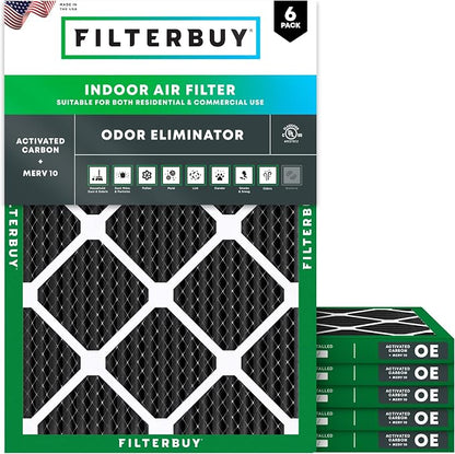 Filterbuy 20x25x1 Air Filter MERV 10 Odor & Allergy Defense by Filterbuy