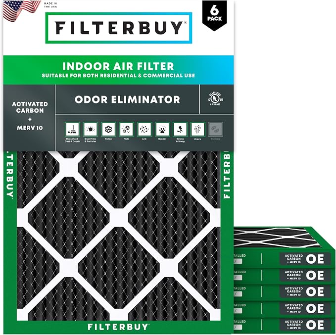 Filterbuy 16x18x1 Air Filter MERV 10 Odor & Allergy Defense by Filterbuy
