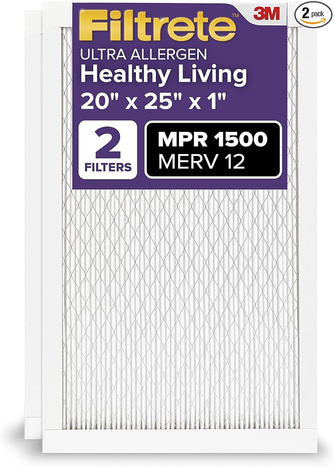 Filtrete 20x25x1 AC Furnace Air Filter, MERV 12, MPR 1500, CERTIFIED asthma & by Filtrete