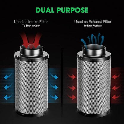 VIVOSUN 4'' Air Carbon Filter Smelliness Control and 4'' 8 Feet Black - Image 4