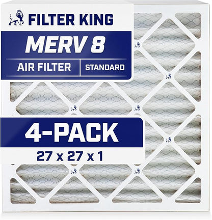 Filter King 27x27x1 Air Filter | 4-PACK | MERV 8 HVAC Pleated A/C Furnace by FilterKing