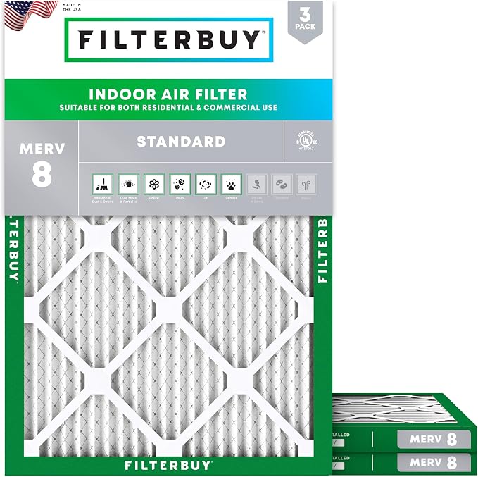 Filterbuy 17x20x1 Air Filter MERV 8 Essential Dust & Allergy Defense, by Filterbuy