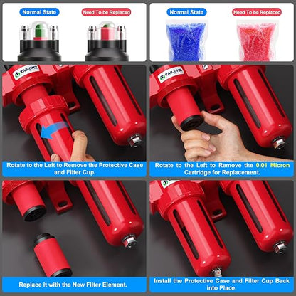 TAILONZ PNEUMATIC 0-150PSI 1/4 Inch NPT Aluminum Alloy Air Filter Drying System - Image 6