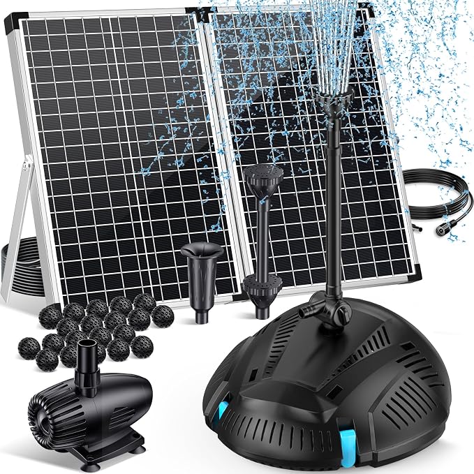 POPOSOAP Pond Filter with 55W Solar Fountain Pump, Solar Pond Filter with by POPOSOAP