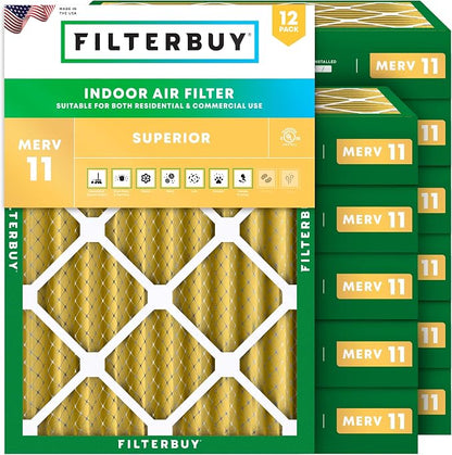 Filterbuy 24x25x4 Air Filter MERV 11 Superior Pet & Allergy Defense, by Filterbuy