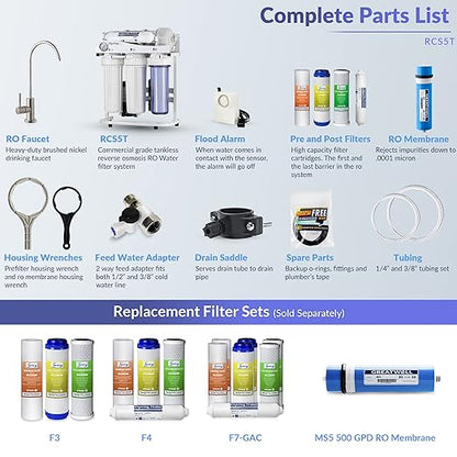 iSpring RCS5T Commercial Tankless Reverse Osmosis RO Water Filter System - Image 6