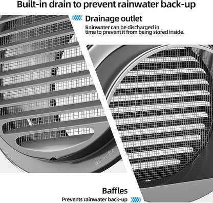 6" in Heavy Duty Thickened 304 Stainless Steel Air Vent Cover Louvered Grille - Image 5