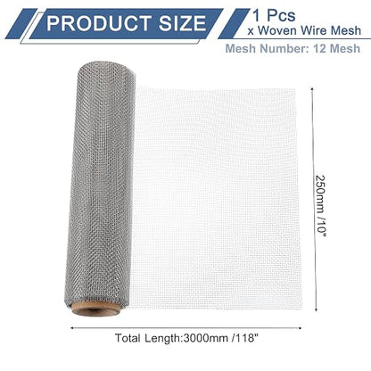 uxcell 12 Mesh 118" x 10" Woven Wire Mesh, 316 Stainless Steel Air Vent Filter - Image 2