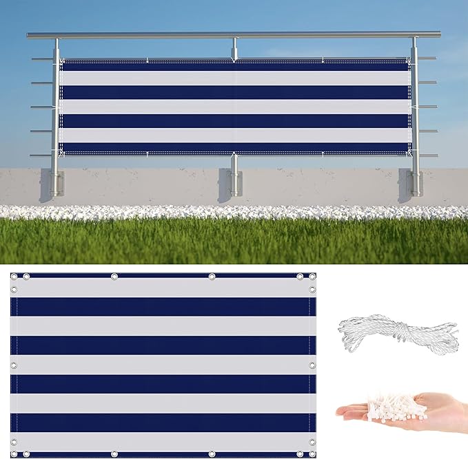 Balcony Privacy Screen 9.8' x 29.5' UV Protection 96% Balcony Privacy, Includes by AYLFBFU