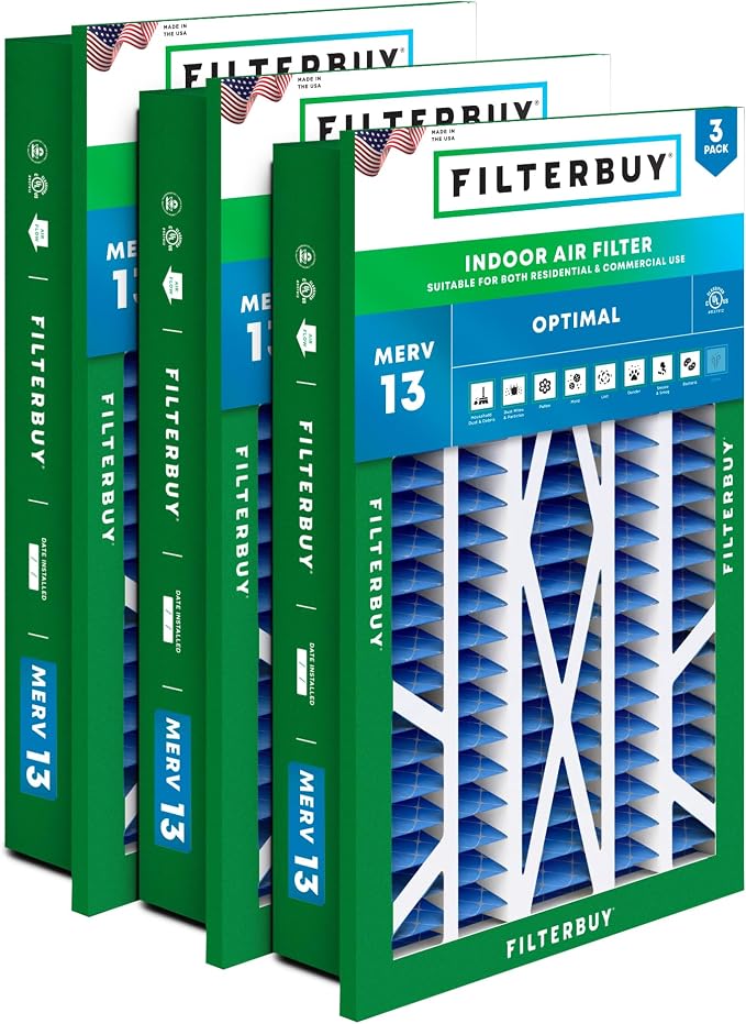 Filterbuy 16x25x5 Air Filter MERV 13 Optimal Smoke & Allergy Defense, by Filterbuy