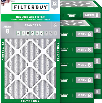 Filterbuy 12x24x4 Air Filter MERV 8 Essential Dust & Allergy Defense, by Filterbuy