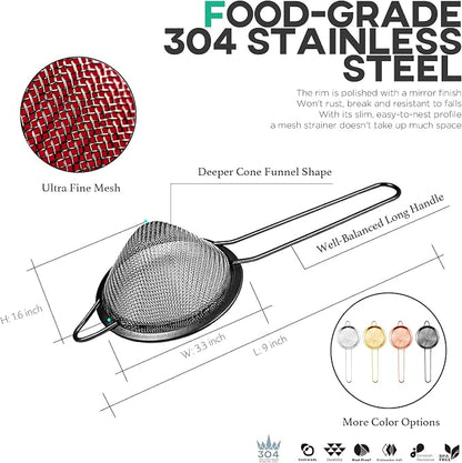 Homestia Kitchen 304 Stainless Steel Fine Mesh Strainer - Image 2
