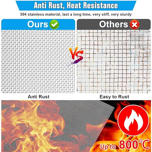 3PACK 20 Steel Mesh Screen 11”X11”, Woven Wire 304 - Image 4