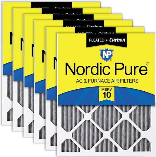 Nordic Pure 12x24x1 Furnace Air Filters MERV 10 Pleated Plus Carbon 6 Pack by NordicPure